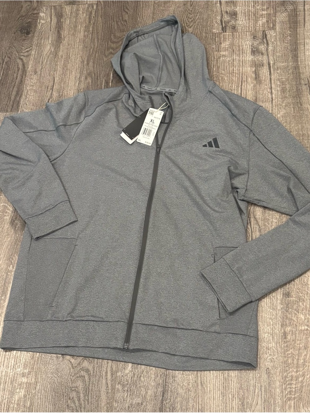 adidas Men's Heather Gray Lightweight Full-Zip Hoodie